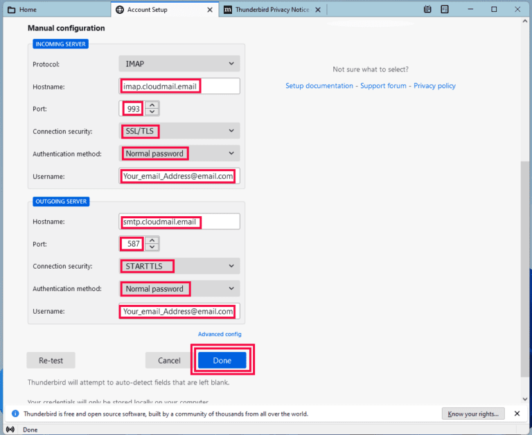 Thunderbird Email Setup